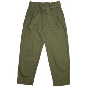 Madewell Paper Bag Waist Pant 2 British Surplus Green Linen Blend